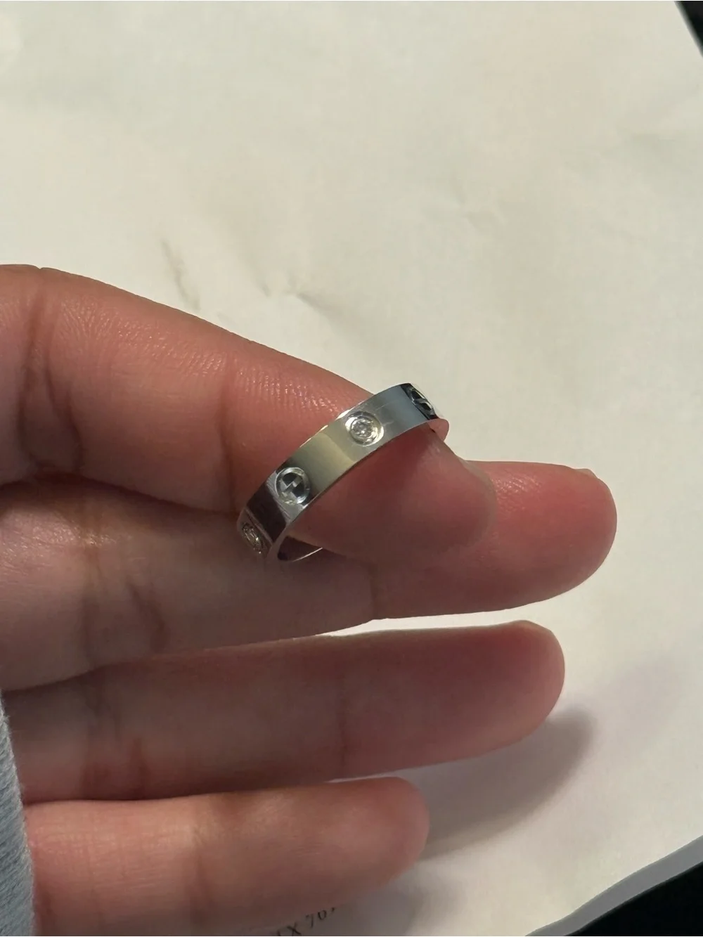 18K White Gold Cartier LOVE Ring 4 Diamonds